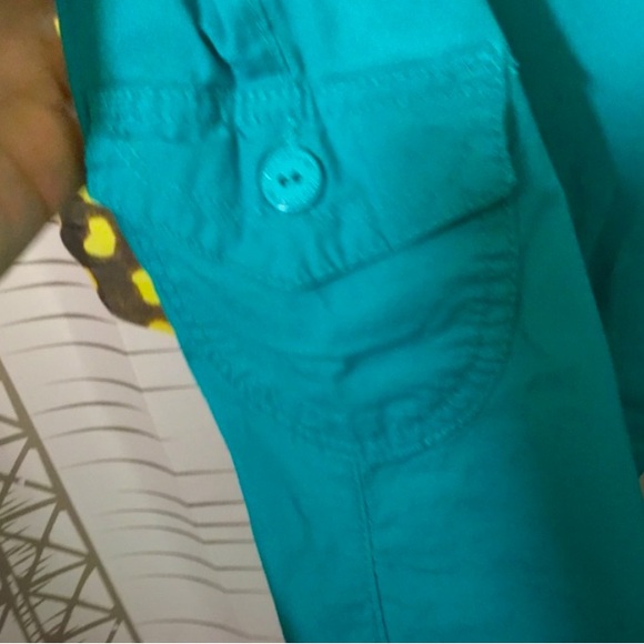 Gloria Vanderbilt Missy Teal Cargo Capris Size 4P Drawstrings Leg Elastic Waist - Picture 3 of 10